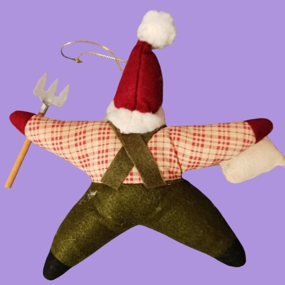 TJ Santas Claus Farmer Ornament With Seed Bag & Pitchfork - Picture 2 of 6